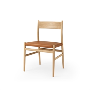 Brdr. Krüger Arv Spisebordsstol med Massiv Ryg Egetræ/Brandy Læder