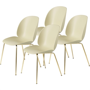 GUBI Beetle Spisebordsstol Conic Base/Messing Semi Mat/Pastel Grøn 4 Stk.