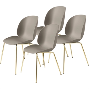 GUBI Beetle Spisebordsstol Conic Base/Messing Semi Mat/New Beige 4 Stk.