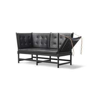 Fredericia Furniture Tremmesofa med Klap Højre inkl. Knapper Sort Lakeret/Leather 301