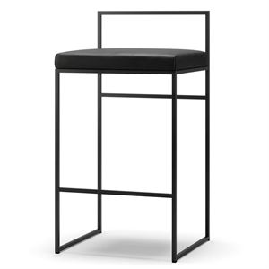 Department Barstol Med Rygstøtte 80 cm Sort/Sort Læder