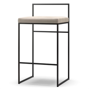 Department Barstol Med Rygstøtte 80 cm Sort/Beige Fløjl