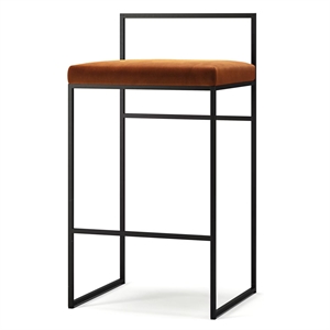 Department Barstol Med Rygstøtte 80 cm Sort/Copper Glow Velour