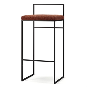 Department Barstol Med Rygstøtte 90 cm Sort/Rust Bouclé