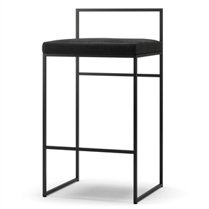 Department Barstol Med Rygstøtte 80 cm Sort/Sort Fløjl