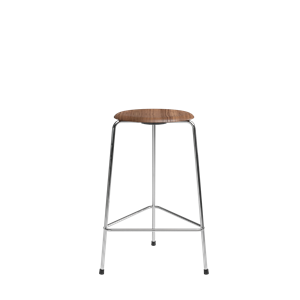 Fritz Hansen High Dot Barstol H65 3-legs Krom/Valnød