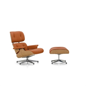 Vitra Eames Lænestol Med Ottoman Kastanje/Calma Cognac/Aluminium