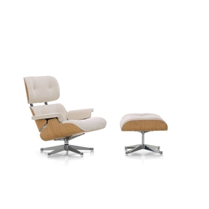 Vitra Eames Lænestol Med Ottoman Kastanje/01 Ivory/Pearl/Aluminium
