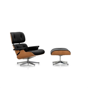 Vitra Eames Lænestol Med Ottoman Kirsebær/66 Nero/Aluminium