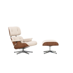 Vitra Eames Lænestol Med Ottoman Natural Valnød/72 Snow/Aluminium