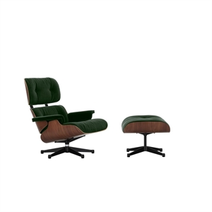 Vitra Eames Lænestol Med Ottoman Mørk Valnød/11 Pine Green/Dyb Sort