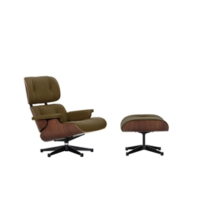 Vitra Eames Lænestol Med Ottoman Mørk Valnød/58 Khaki/Dyb Sort
