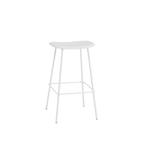 Muuto Fiber Barstol med Tube Base Hvid H76 cm