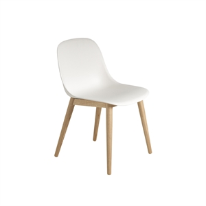 Muuto Fiber Spisebordsstol med Træ Base Hvid/Eg