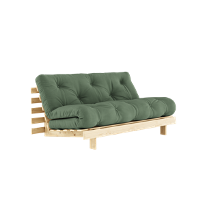 Karup Design Roots Sovesofa M. Madras 160x200 756 Olive Green/Fyrretræ