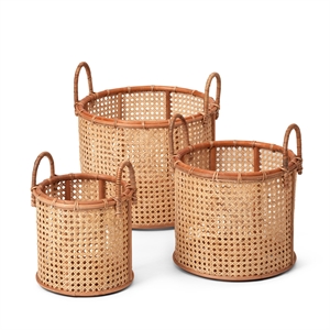 Stori Wick Kurve Rattan Sæt af 3 Natural