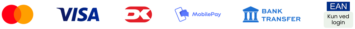 Vi modtager alle disse betalingsmetoder
