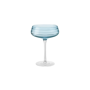 Louise Roe Champagne Coupe Triple Cut Champagneglas Sæt af 4 Blå