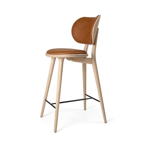 Mater High Stool Barstol med Ryglæn Mat Eg/Valnød Læder 69 cm