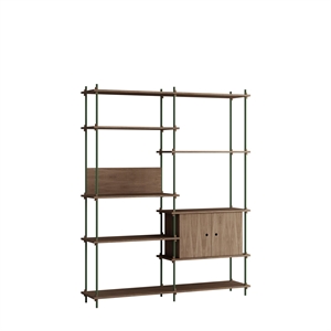 Moebe Shelving Reol Høj Røget Eg/Pine Green