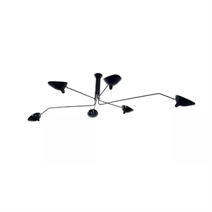 Serge Mouille 6 Rotating Arms Loftlampe Sort/Hvid