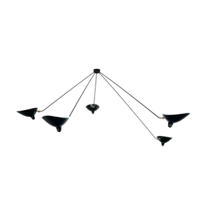 Serge Mouille Spider 5 Fixed Agles Arms Loftlampe Sort