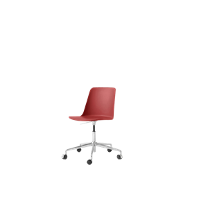 &Tradition Rely HW28 Spisebordsstol Uden Armlæn Swivel Med Hjul Vermilion Red/Aluminium