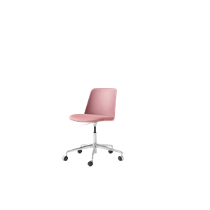 &Tradition Rely HW29 Spisebordsstol Uden Armlæn Swivel Med Hjul Polstret Sæde Soft Pink/Aluminium/Vidar 0622