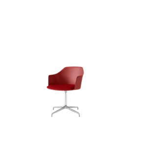 &Tradition Rely HW39 Spisebordsstol Med Armlæn Swivel Polstret Sæde Vermilion Red/Aluminium/Vidar 0556