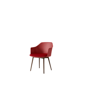&Tradition Rely HW77 Spisebordsstol Med Armlæn Polstret Sæde Vermilion Red/Lakeret Valnød/Vidar 0556
