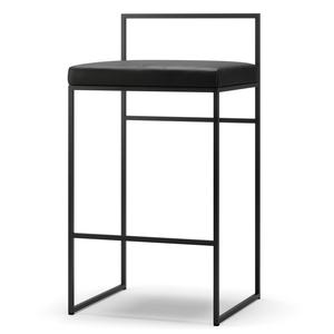 Department Barstol Med Rygstøtte 80 cm Sort/Sort Læder