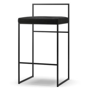 Department Barstol Med Rygstøtte 80 cm Sort/Sort Fløjl