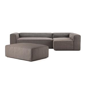 Decotique Grand 4-Personers Sofa Divan Åben Ende Med Fodskammel Højre Steam/Hvid