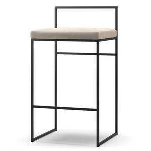 Department Barstol Med Rygstøtte 80 cm Sort/Beige Fløjl
