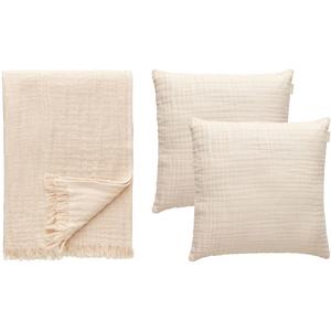Decotique Crinkle Pude & Plaid Sæt Beige