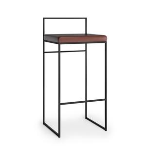 Department Barstol Med Rygstøtte 90 cm Sort/Sort Læder