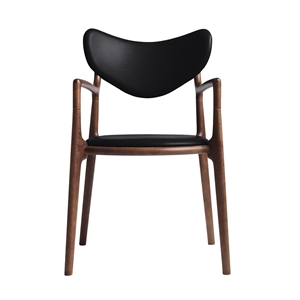 Ro Collection Salon Spisebordsstol Polstret Bøg/Valnød/Sort Læder