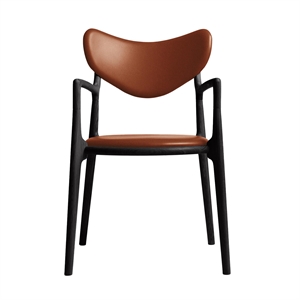 Ro Collection Salon Spisebordsstol Polstret Sortlakeret Eg/Calvados Læder