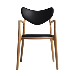 Ro Collection Salon Spisebordsstol Polstret Olieret Eg/Sort Læder
