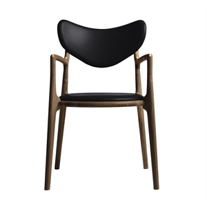 Ro Collection Salon Spisebordsstol Polstret Røget Eg/Sort Læder