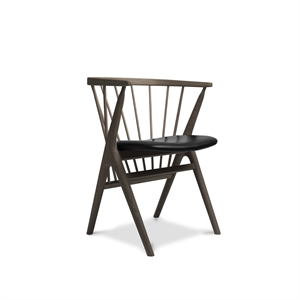 Sibast Furniture No 8 Spisebordsstol Mørkolieret Egetræ og Sort Læder