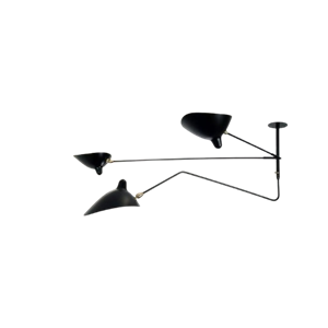 Serge Mouille 2 Still Arms & 1 Curved Loftlampe Sort