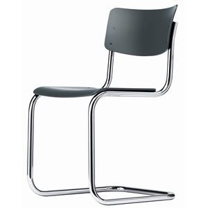 Thonet S 43 Cantilever Spisebordsstol Krom/Sort Grå Bejdset Bøgetræ