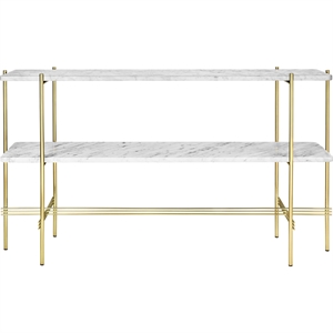 Gubi TS Konsolbord H72 cm med 2 Hylder Messing/White Carrara Marble