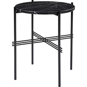 GUBI TS Sofabord Rundt Ø40 cm M. Sort Base og Sort Marquina Marmor Top