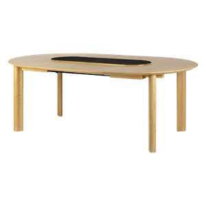 Umage Comfort Circle Smooth Spisebord Med Udtræk Eg/Sort/Messing