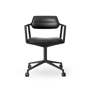 Vipp 453 Swivel Drejestol med Hjul Sort/Sort Læder