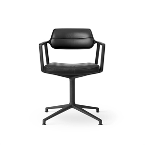 Vipp 453 Swivel Drejestol med Gulvglidere Sort/Sort Læder