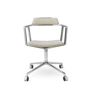 Vipp 452 Swivel Drejestol Med Hjul Aluminium/Wavy Off White/Lysegrå