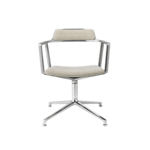 Vipp 452 Swivel Drejestol Med Gulvglidere Aluminium/Wavy Off White/Lysegrå